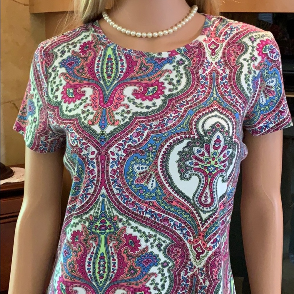 Talbots Short Sleeve Top Size Small Multi Colors